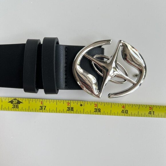 y2k 2000s chrome star futuristic cross emblem black and silver grunge emo belt - Picture 6 of 6